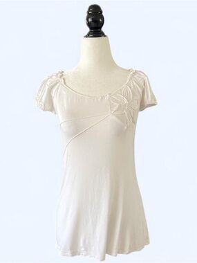Y2K Max Studio White Floral Applique Camisole Top Boho Granola Feminine Size M